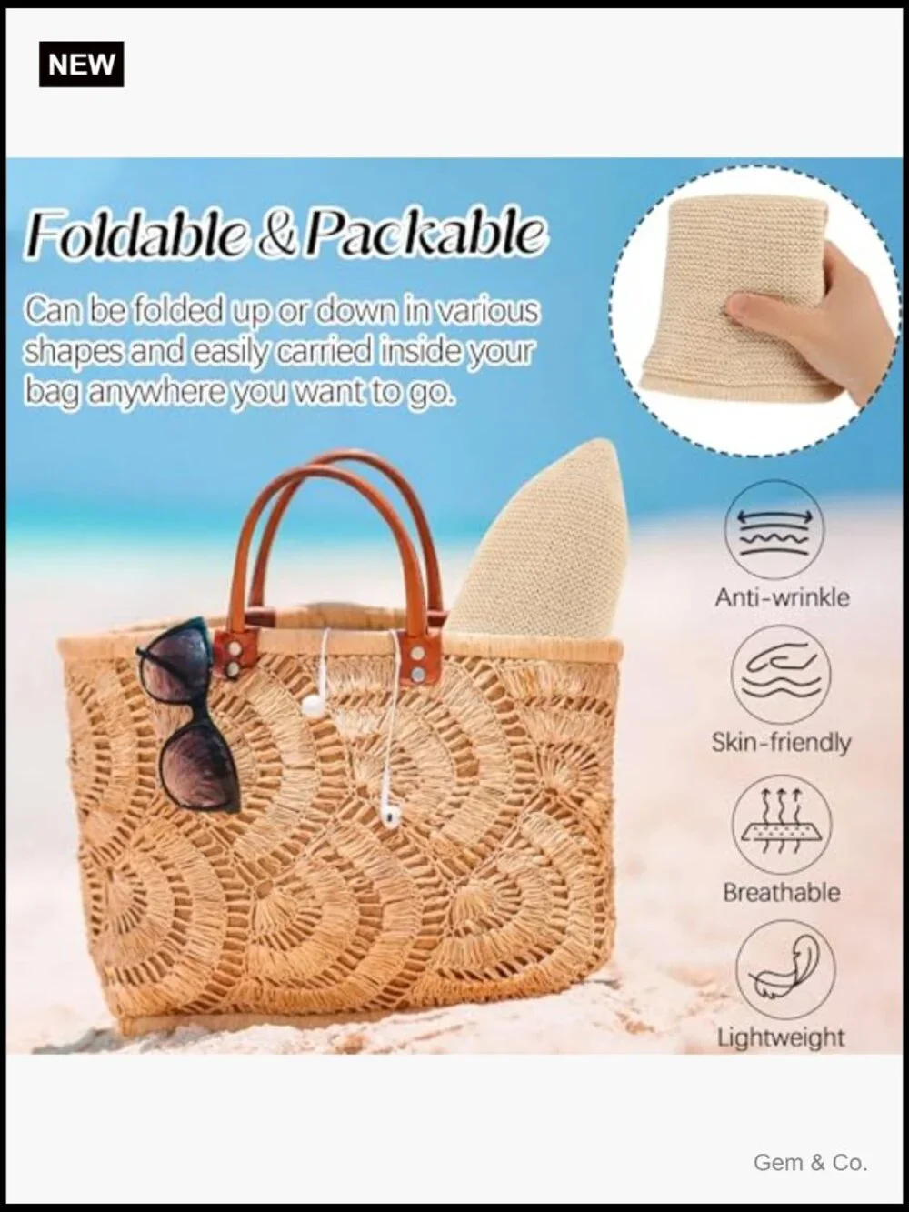Woven Paper Straw Bucket Hat with UV Protection - Lightweight Foldable Sun Hat